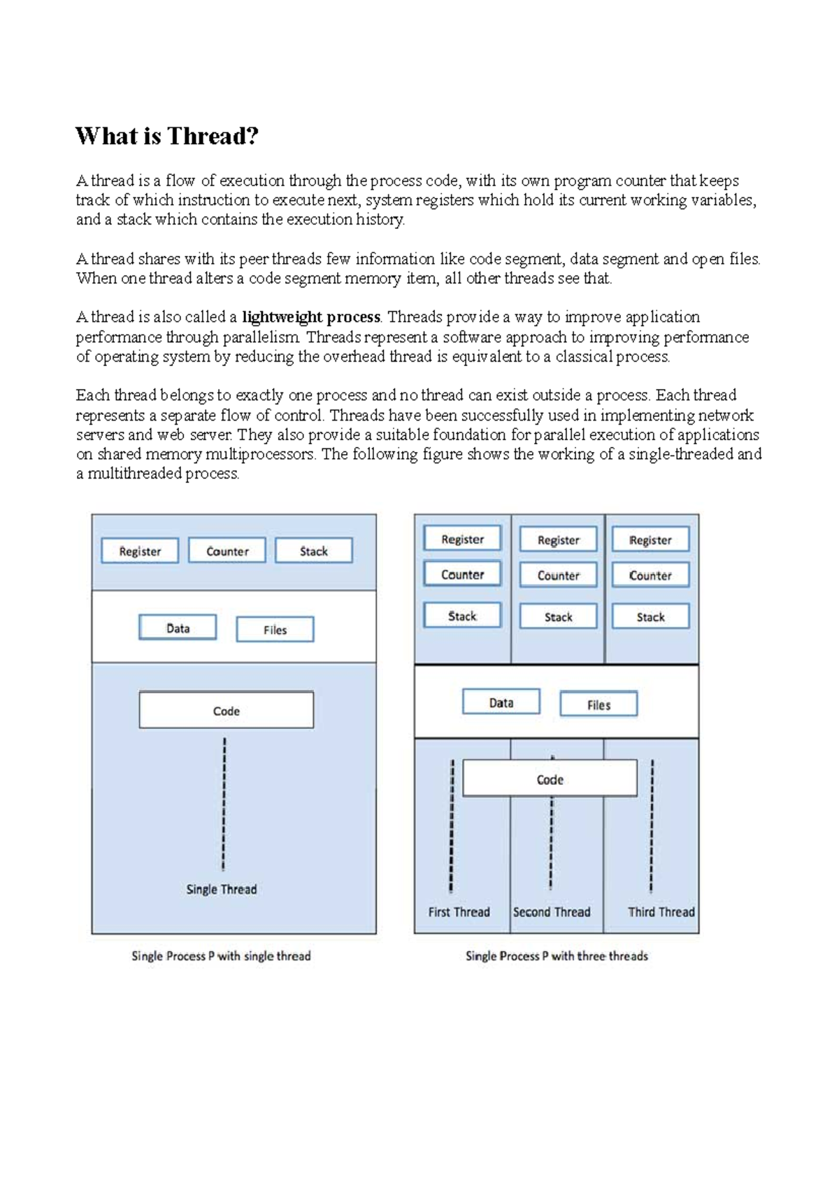 Thread OS What is Thread? A thread is a flow of execution through the process code, with its