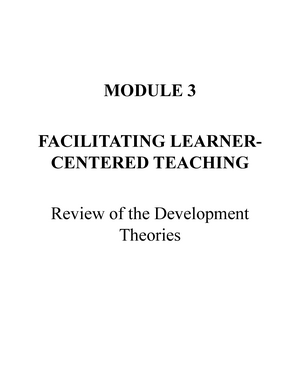 The Teaching Profession Module 1 - Facilitating Learner Centered ...