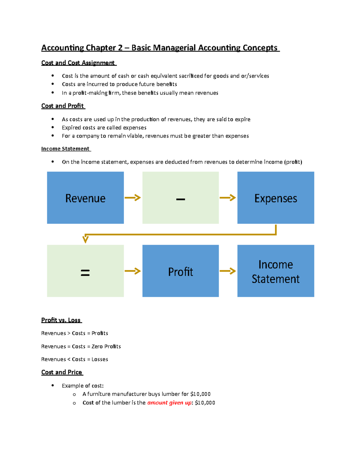 Accounting Chapter 2 - Basic Managerial Accounting Concepts - Loss ...