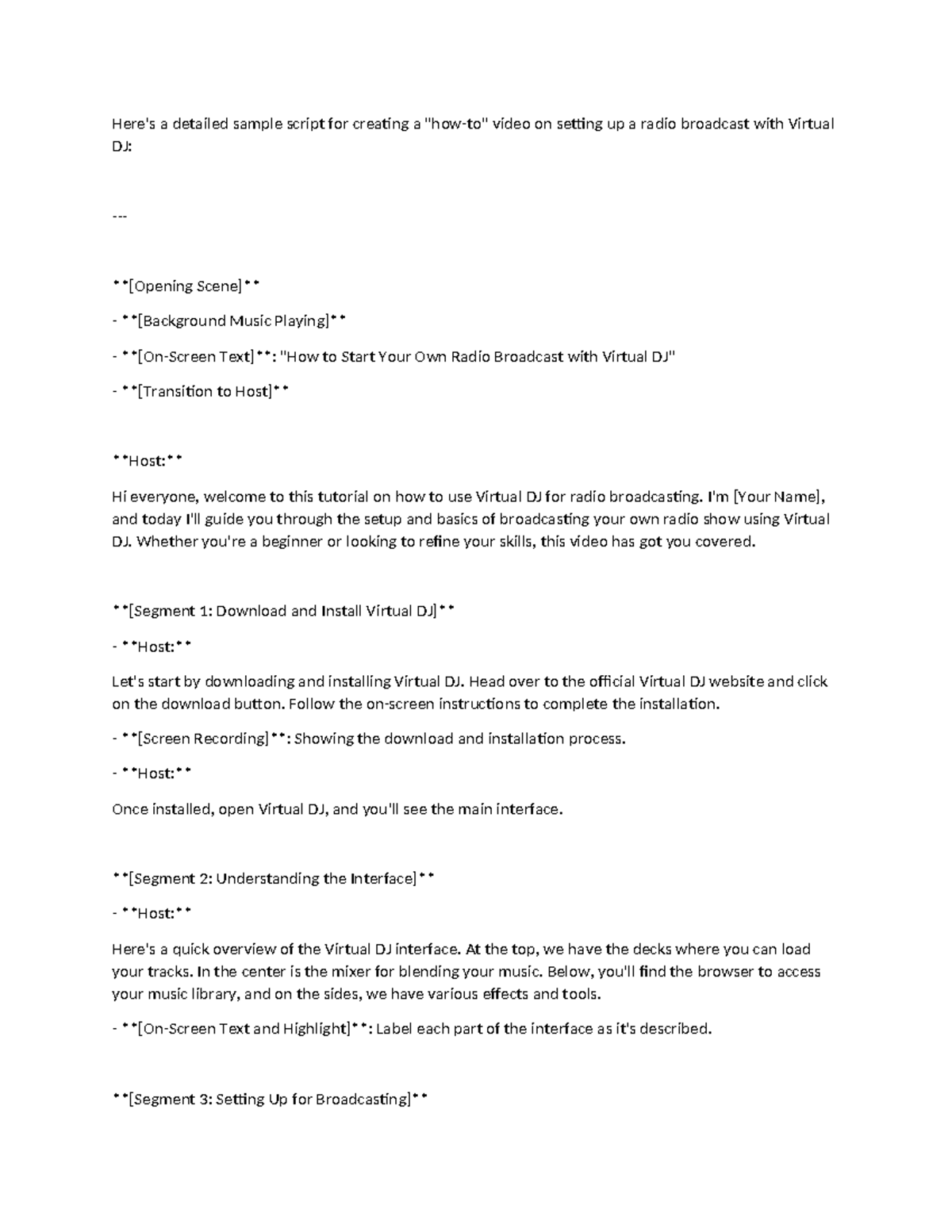 Tutorial - Here's a detailed sample script for creating a 