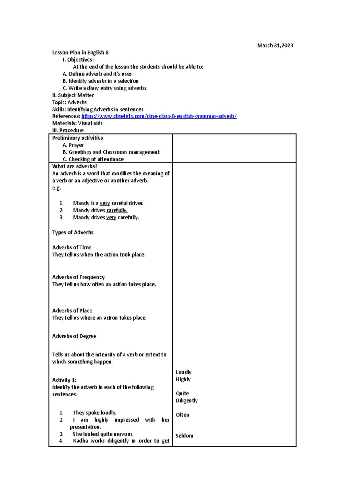 ICL 03312023 - iCL lesson plan - March 31, Lesson Plan in English 8 I ...