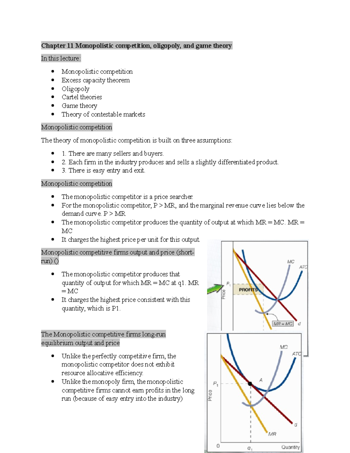 Chapter 11 Monopolistic Competition, Oligopoly, And Game Theory - There ...