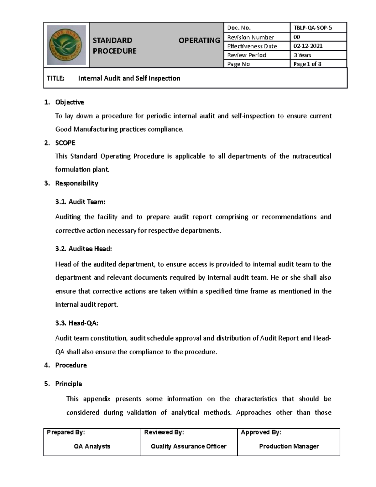 sop-on-internal-audit-and-self-inspection-standard-operating