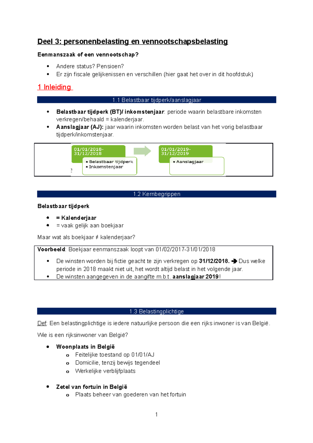 Samenvatting Fiscaliteit - Deel 3: Personenbelasting En ...