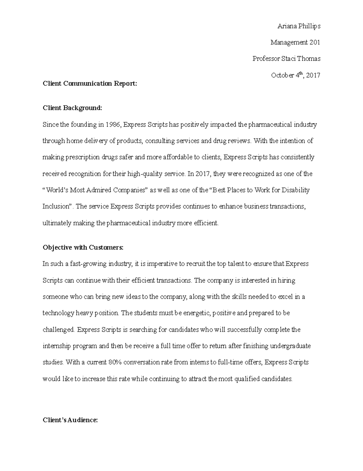 Client Communication Report - MGT 201 - WUSTL - StuDocu