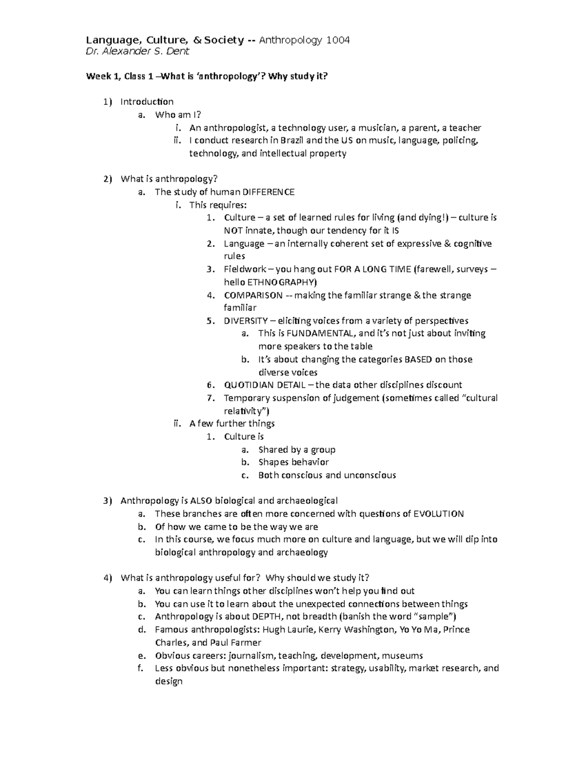 1004 Anth Language and Culture Fall 2022 W 1 L 1 Intro