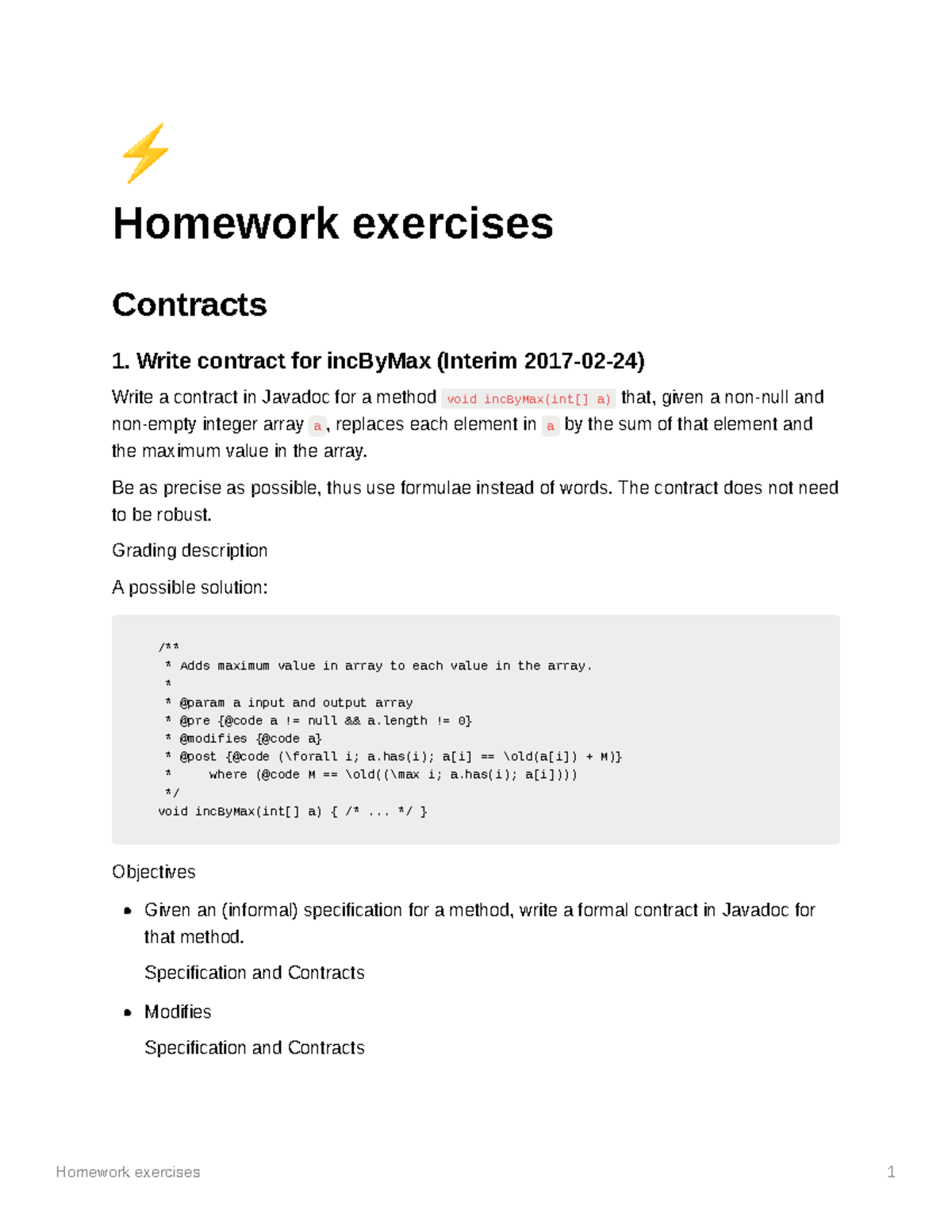 homework contract week 29