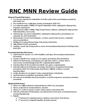 RNC MNN Review Guide - RNC MNN Review Guide Maternal Prenatal Risk ...