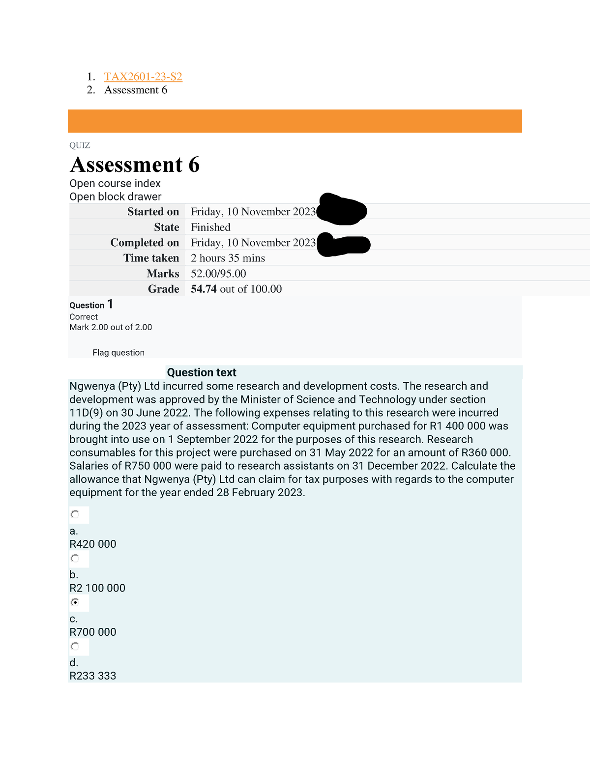 tax2601 assignment 6 2022