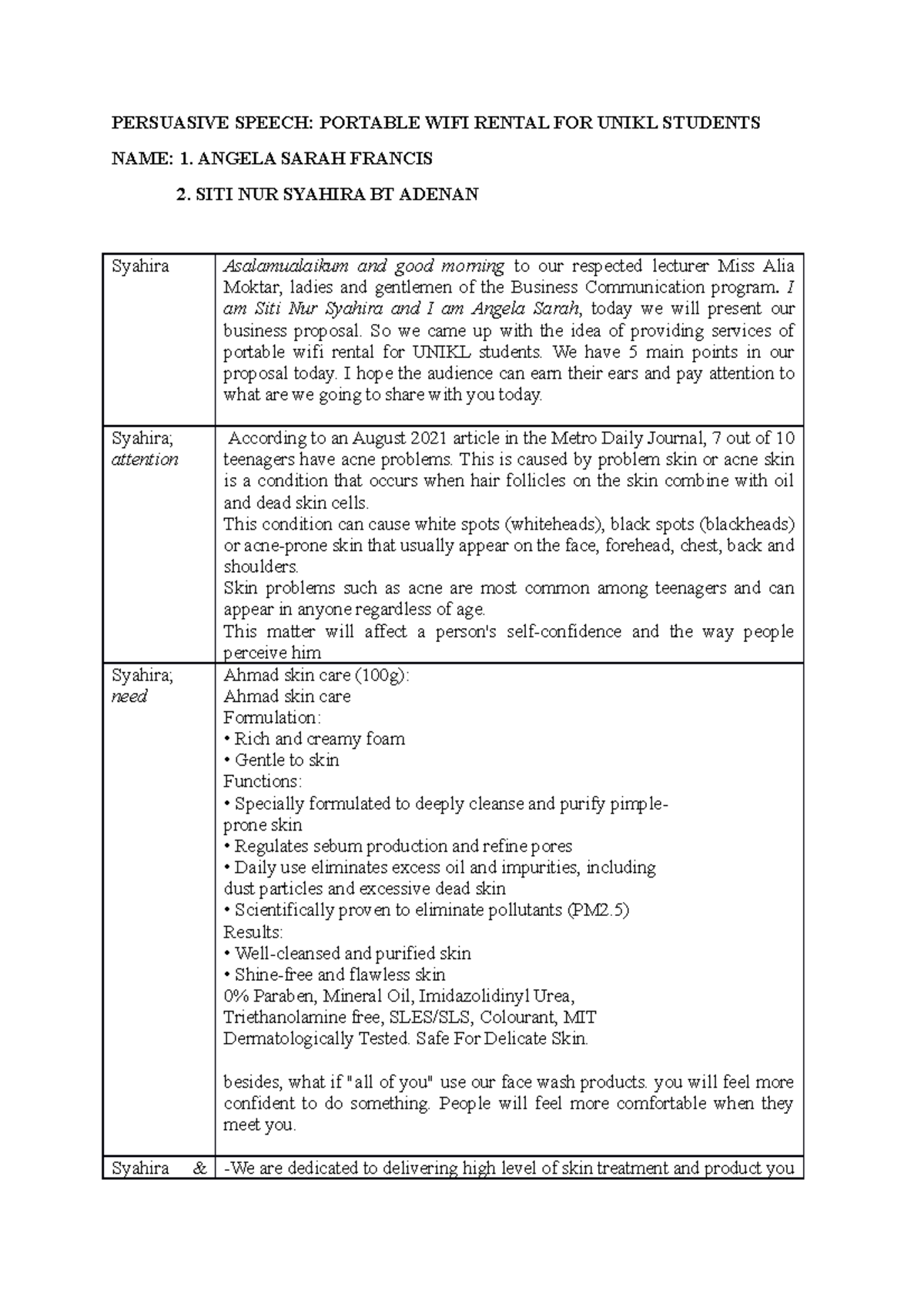 Persuasive Speech Script (1) - PERSUASIVE SPEECH: PORTABLE WIFI RENTAL ...
