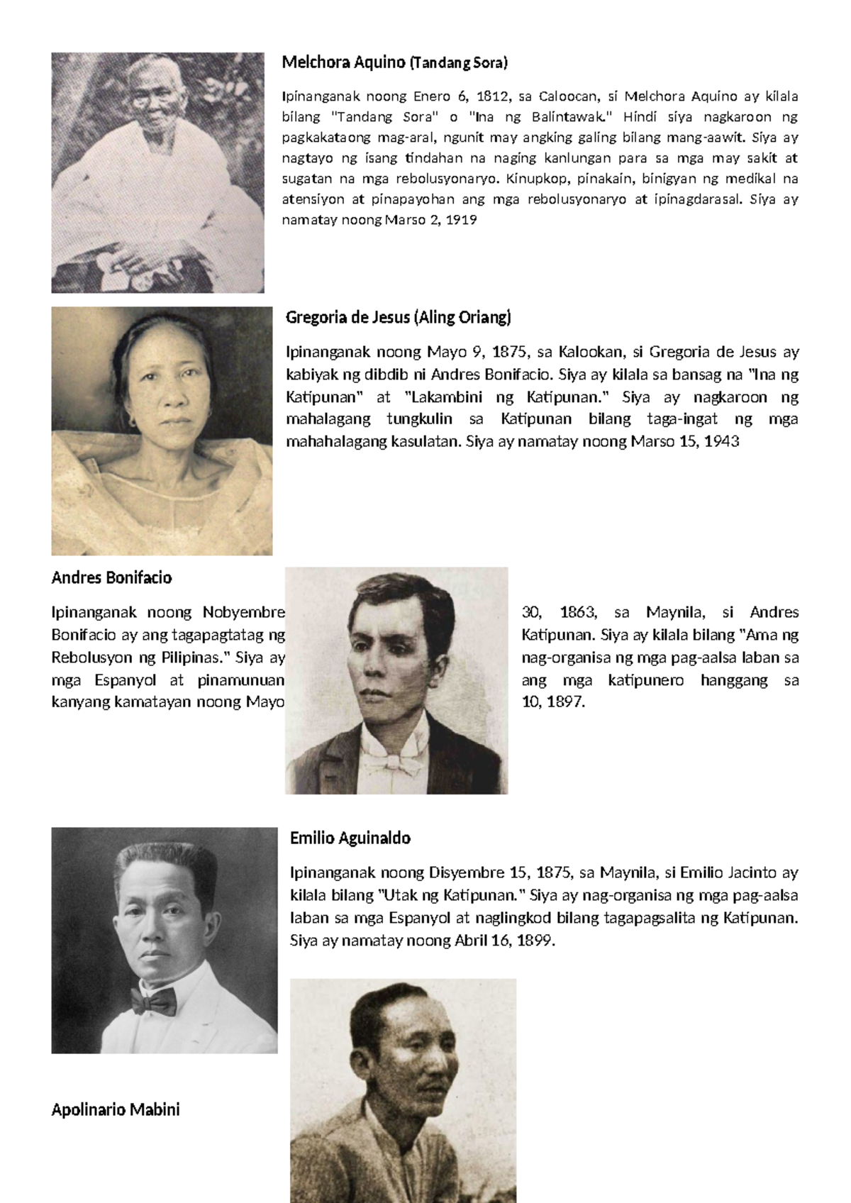 Biography - study well - Melchora Aquino (Tandang Sora) Ipinanganak ...