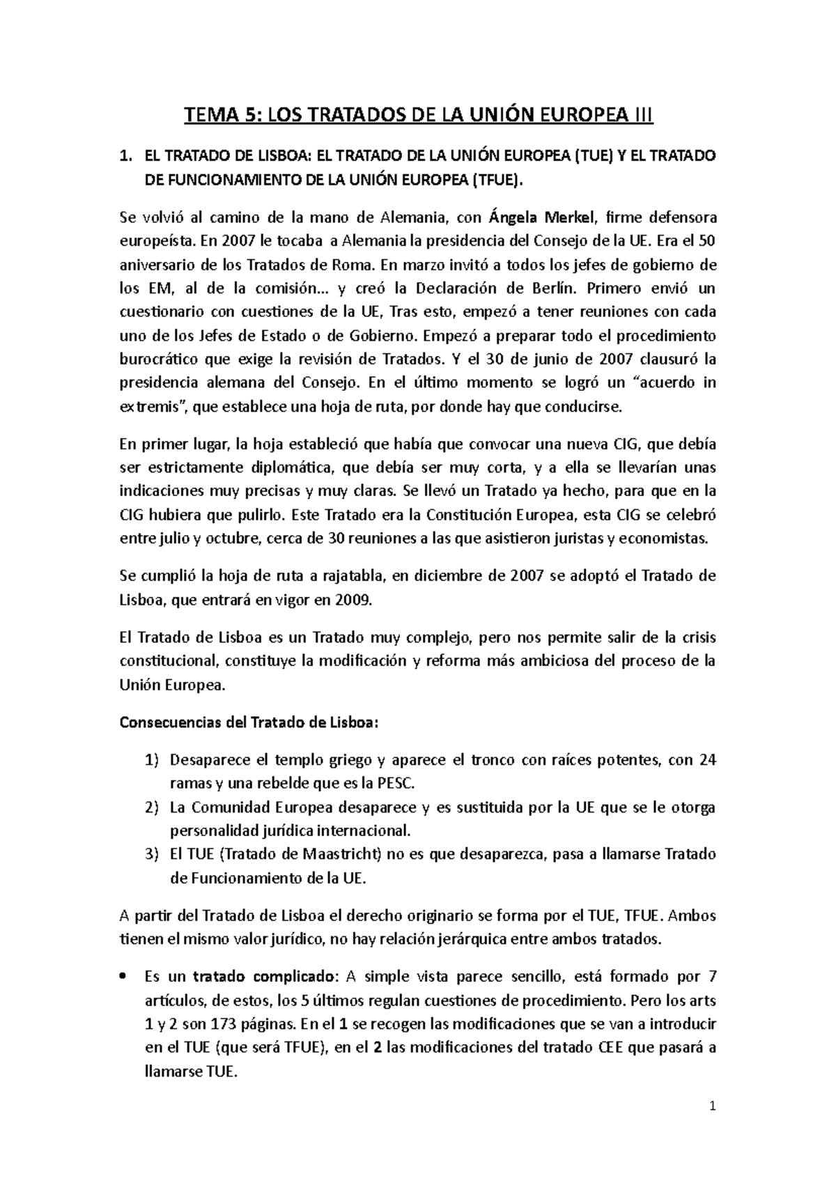 Tema 5 Derecho de la Unión Europea - TEMA 5: LOS TRATADOS DE LA UNIÓN ...