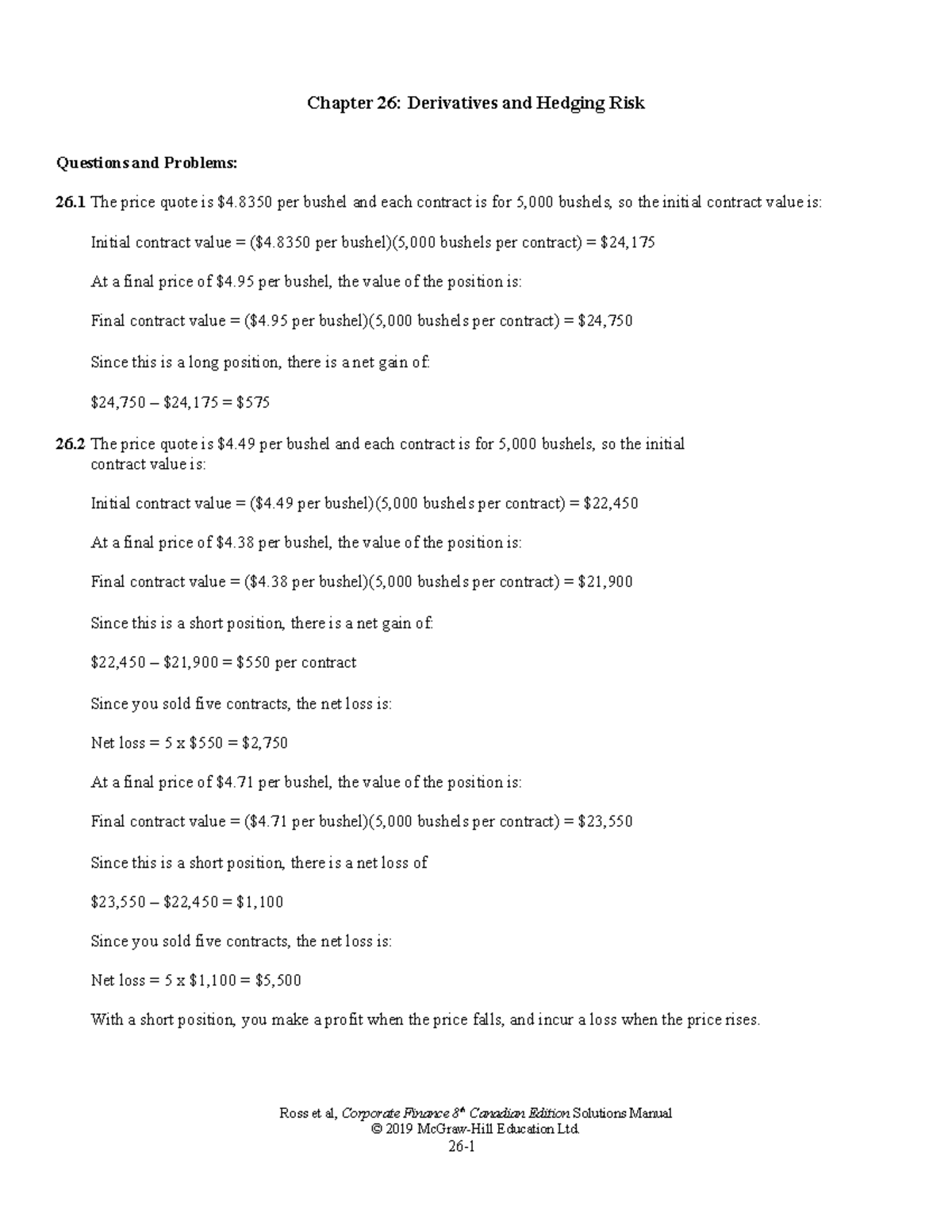 Ross CF 8ce SM Ch26 - Ross CF 8ce IM Ch01- Lecture Notes, Other ...