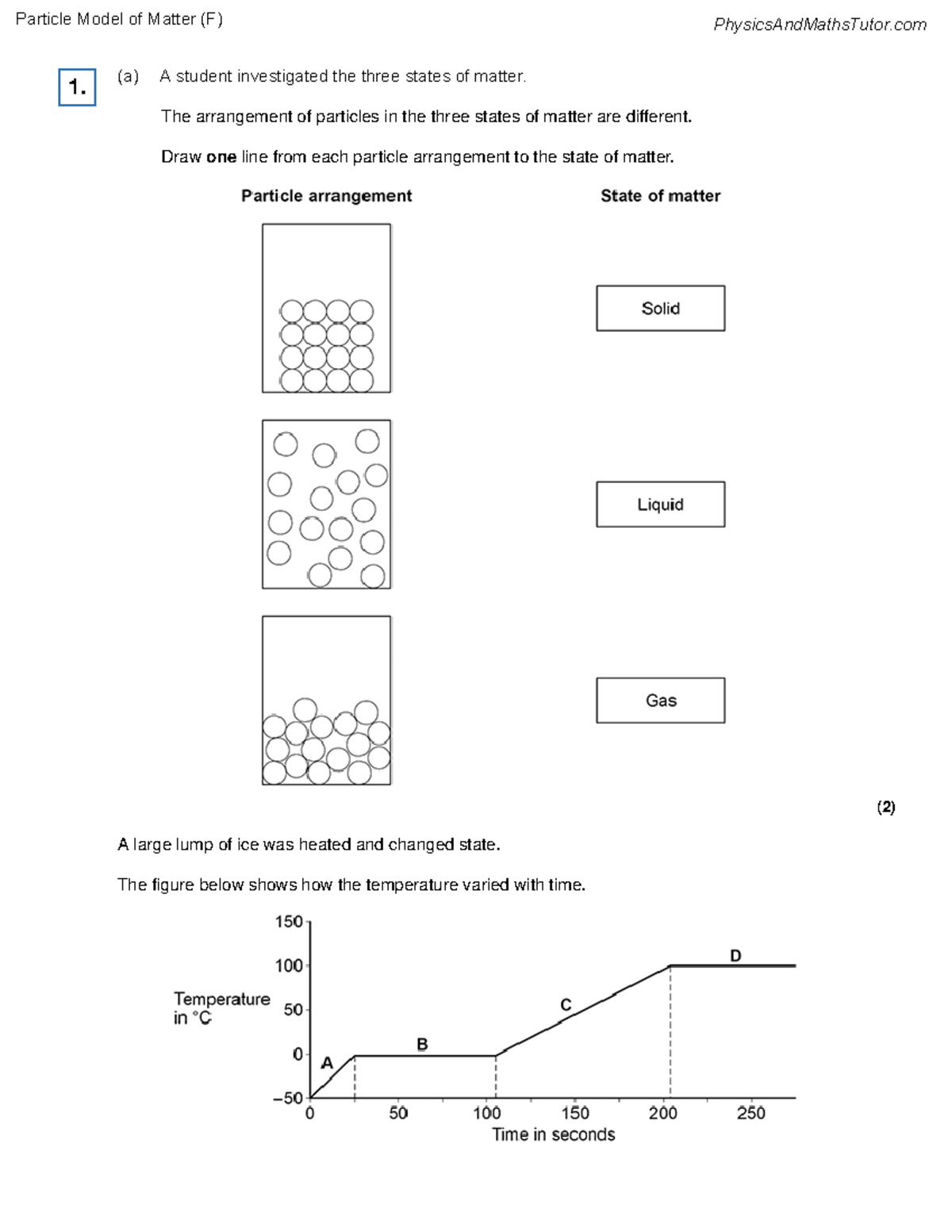 Particle Model of Matter (F) QP - (a) A student investigated the three ...