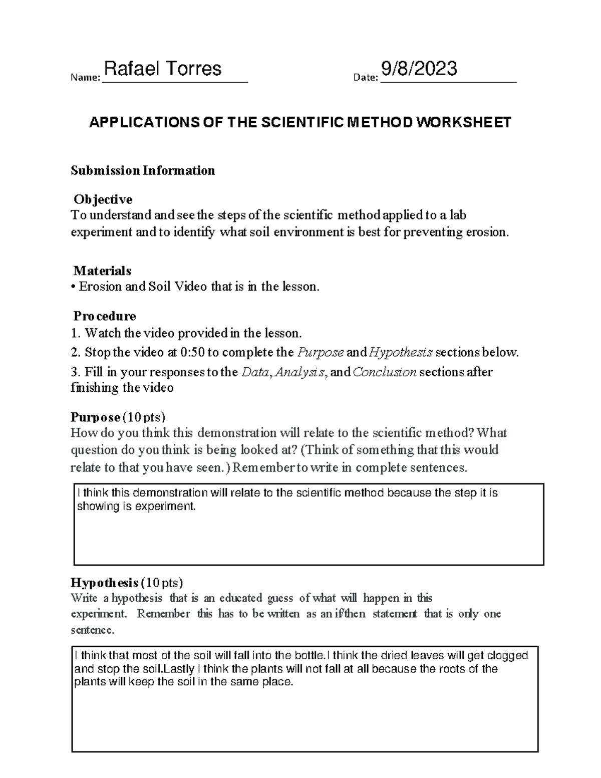 Applications+OF+THE+ Scientific+ Method+Worksheet - Name ...
