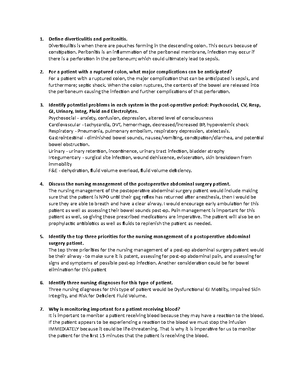 Med Surg Perioperative Flow Sheet Student View - Prioriies Of Care Pre ...