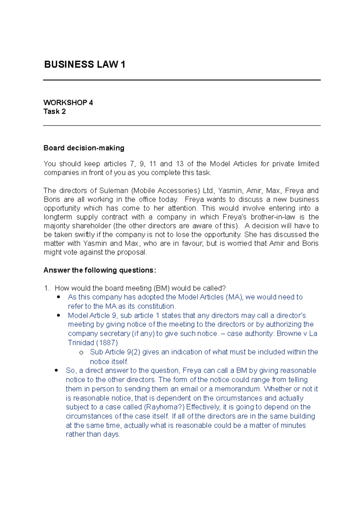 WS 4 - Business Law Unseen Task 1 - BUSINESS LAW 1 WORKSHOP 4 Task 2 ...