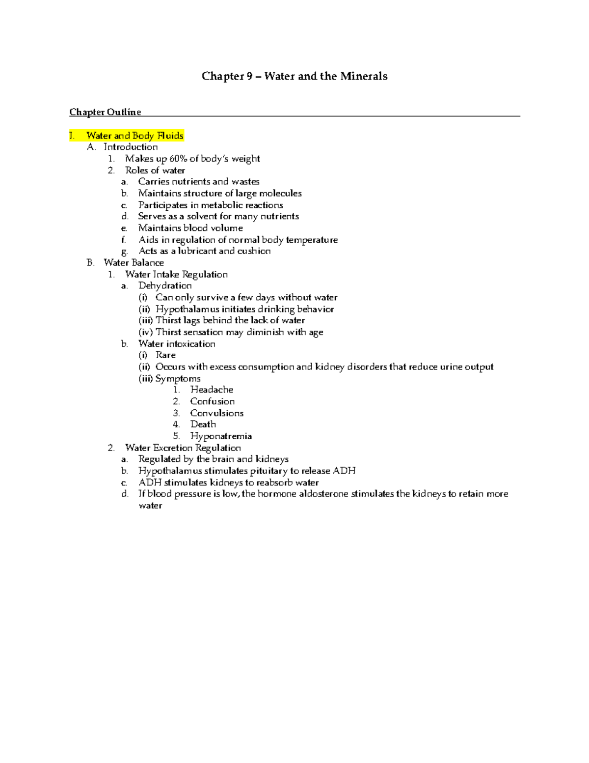 Chapter 9 - Professor: Heather Dykes - Chapter 9 – Water and the ...