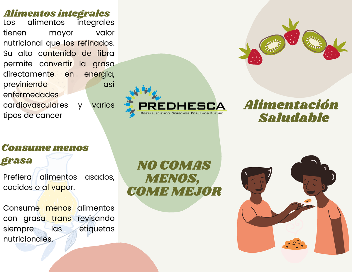 Folleto Sensibilización Para La Alimentación Saludable Alimentos Integrales Alimentación 0499