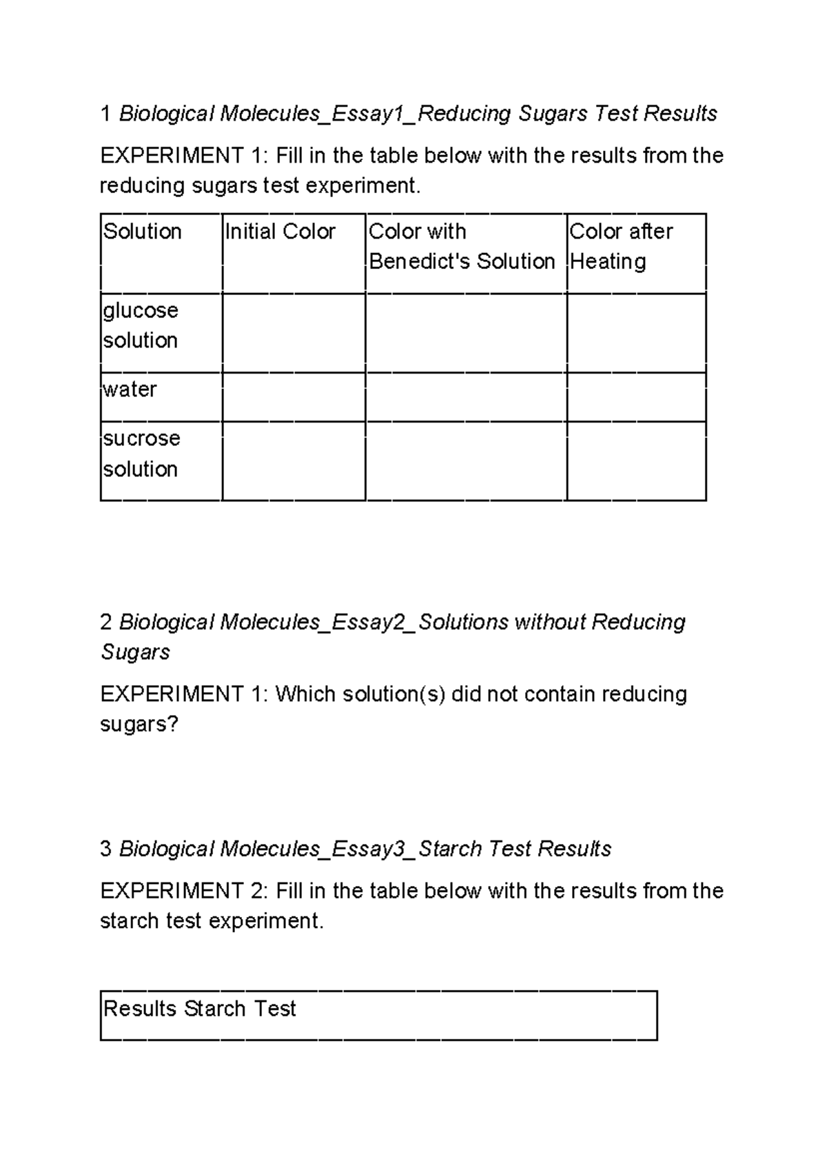 Worksheet Biological Molecules - 1 Biological Molecules_Essay1_Reducing ...