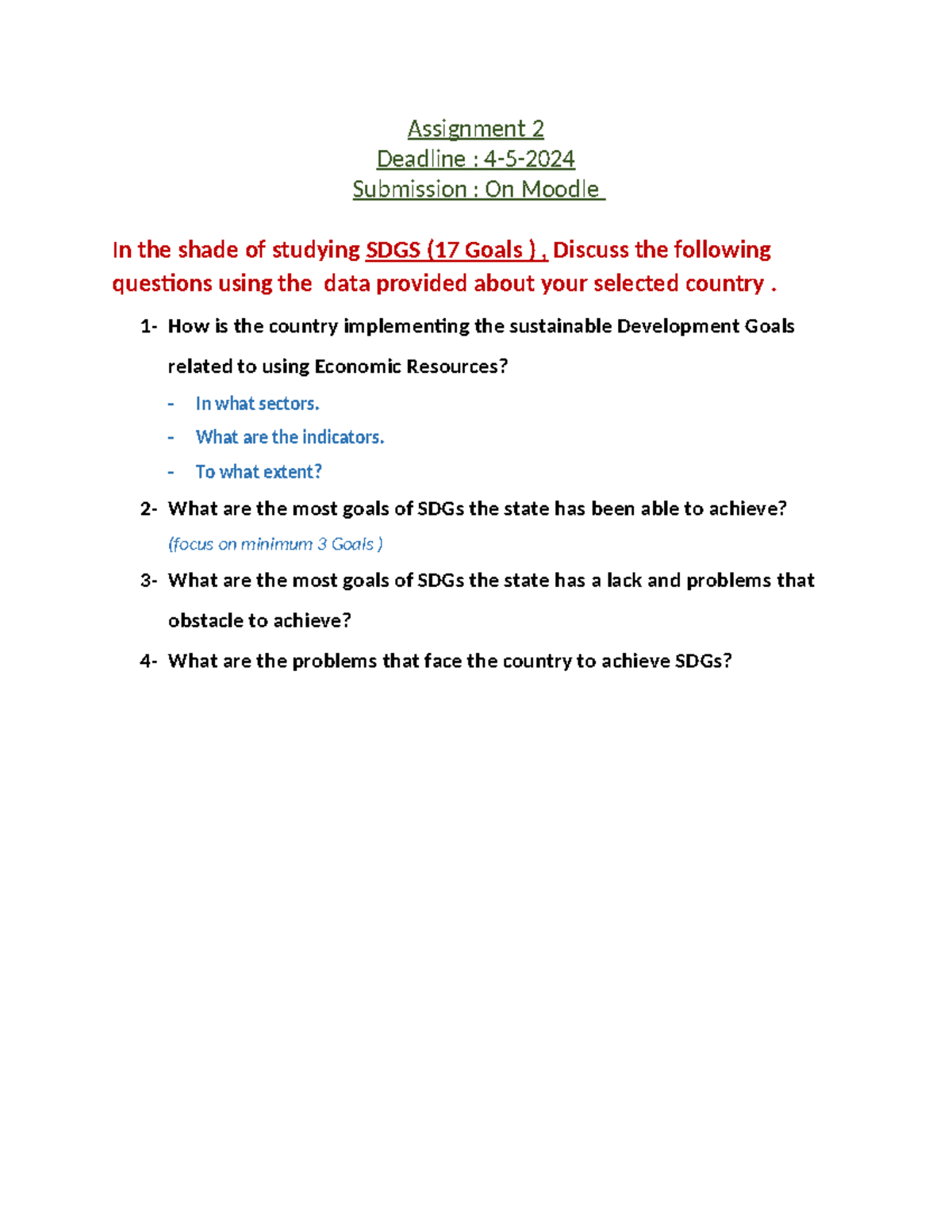 ASS 2 - Assignment 2 Deadline : 4-5- Submission : On Moodle In the ...