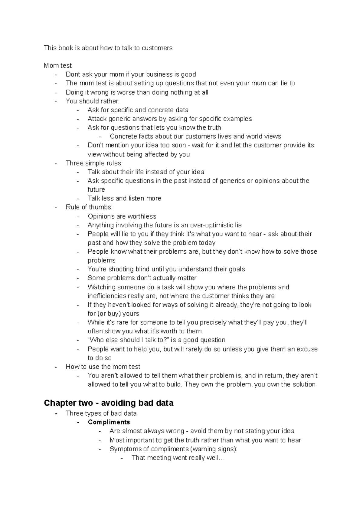 The Mom Test litteraturanteckning litteratur This book is about