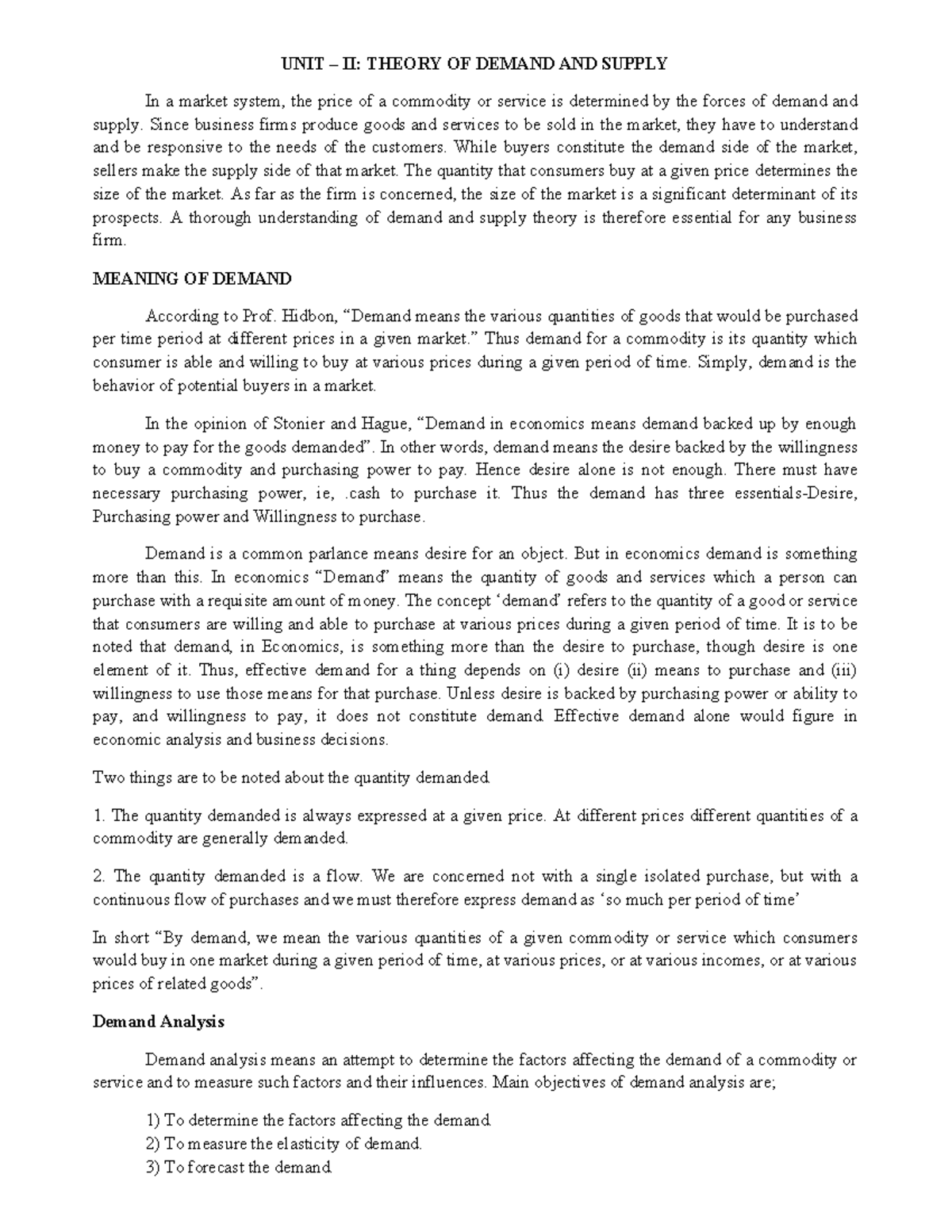 business-economics-unit-2-unit-ii-theory-of-demand-and-supply-in-a
