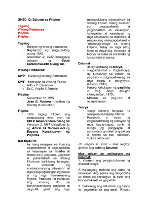 Dalumat 1 - Simple - DALUMAT NG/SA FILIPINO Ano Ang DALUMAT? Ang ...