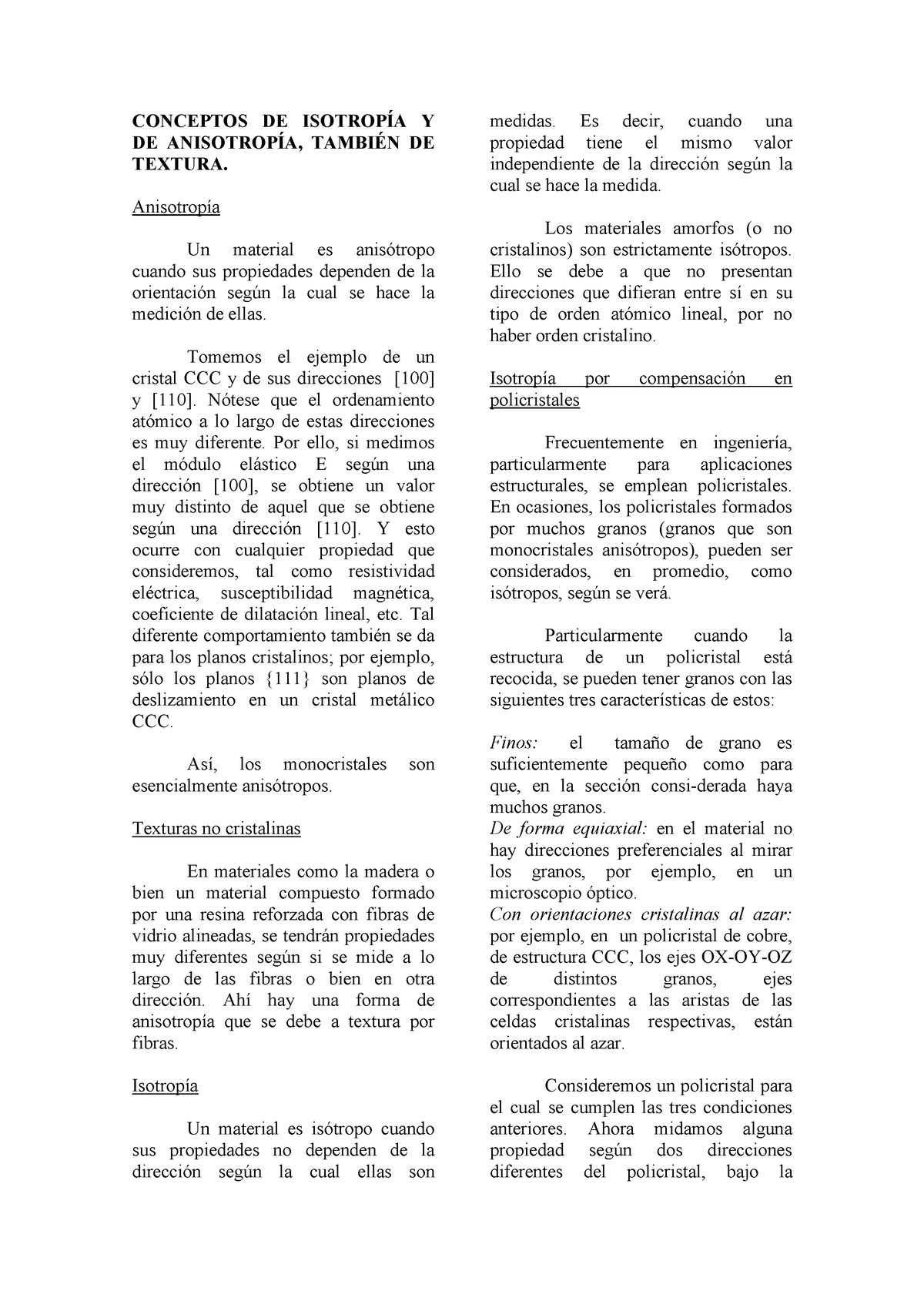 Anisotropia - Apuntes 1 - ANISOTROPIA DE LOS SUELOS DEFINICIÓN Un material  es anisotrópico cuando - Studocu