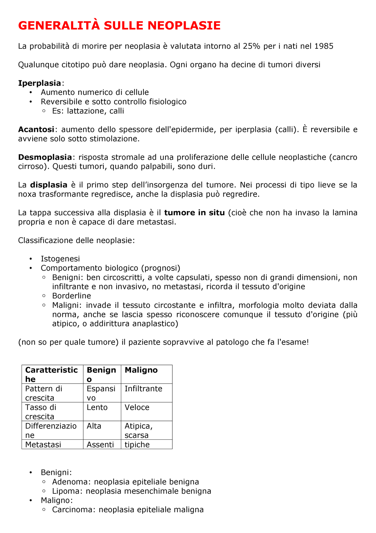 Introduzione Tumori Anatomia Patologica U11805 Unibs