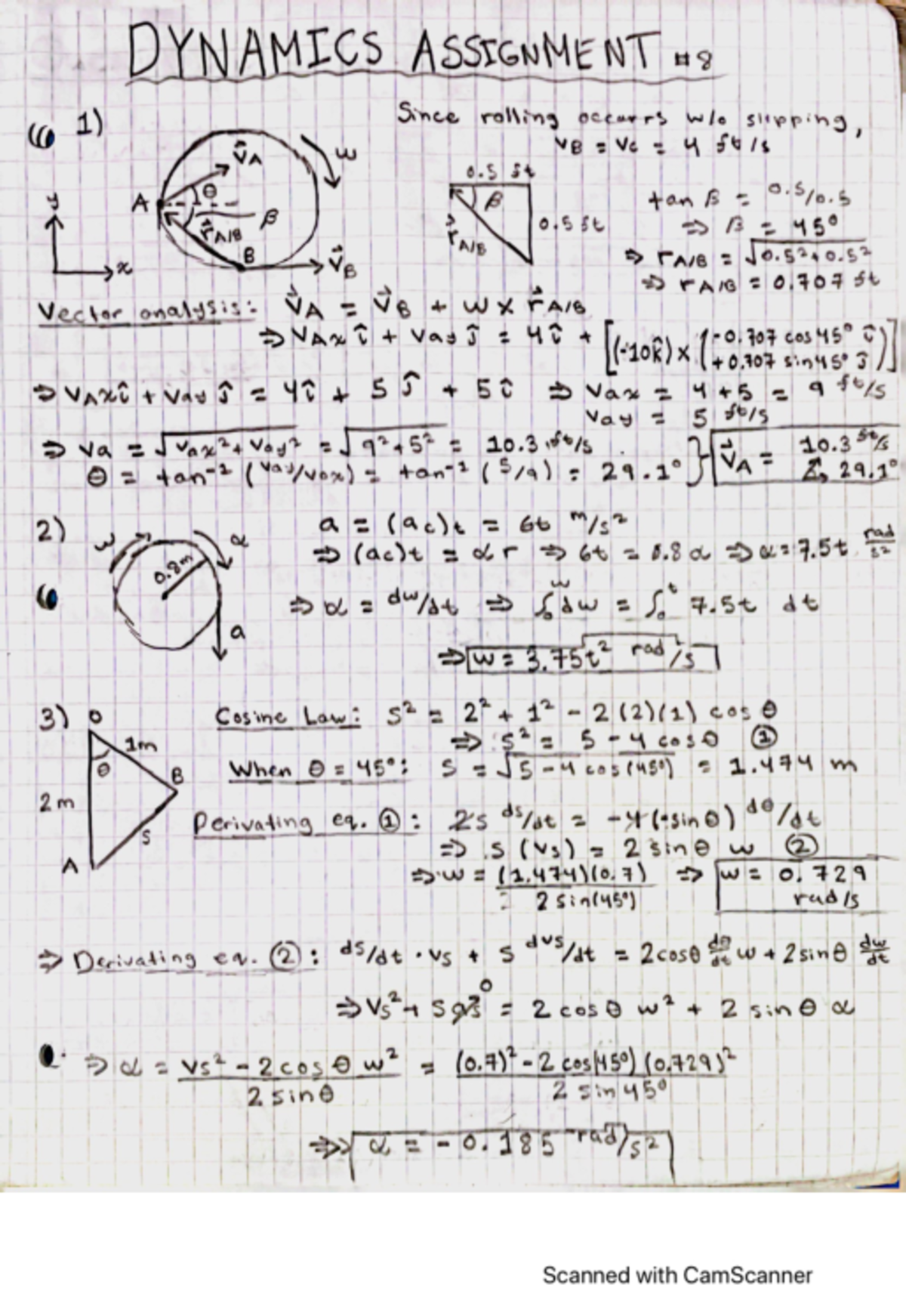 Dynamics Assignment #8 - MECE2430U - Studocu