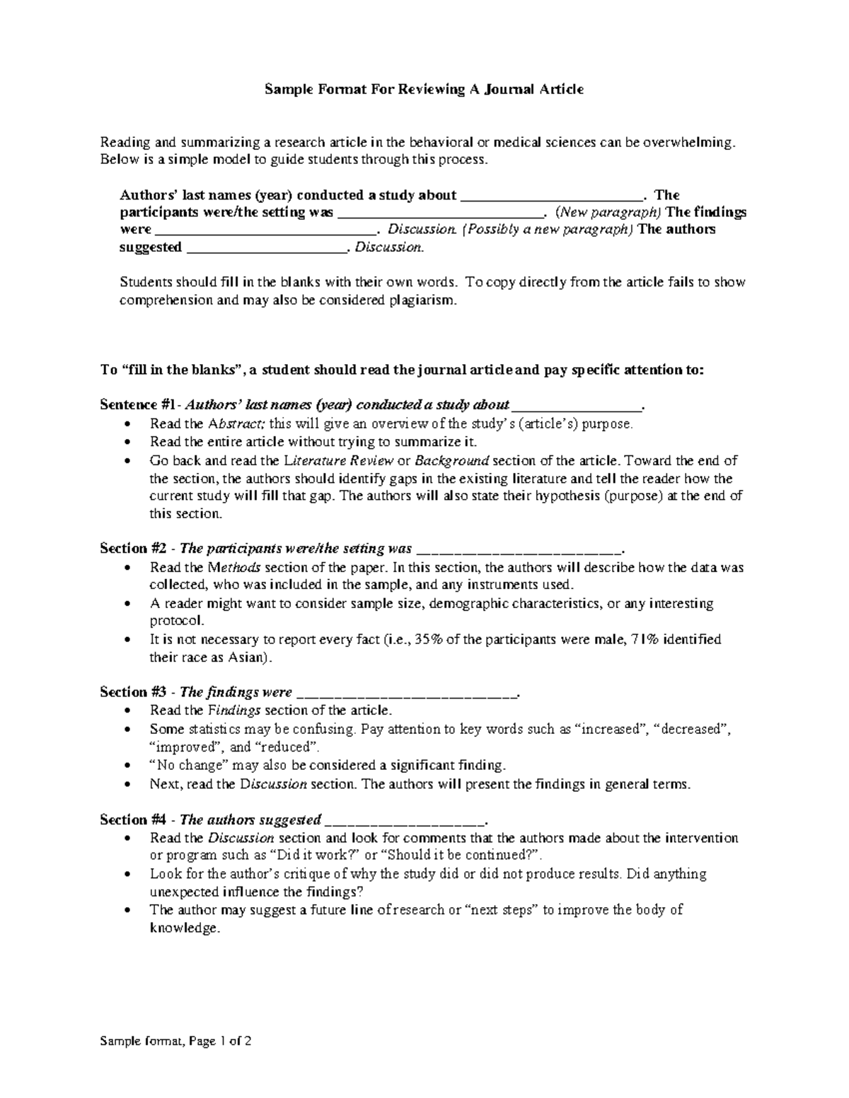 Sample Format for Reviewing Journal Article - Sample format, Page 1 of ...
