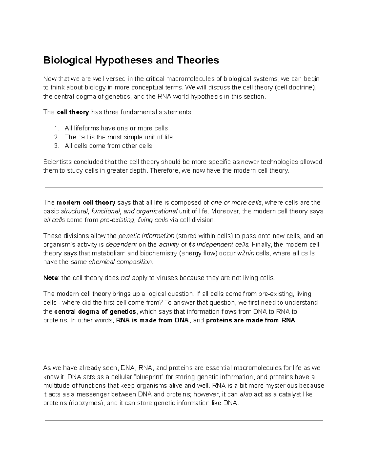 Theory - Lecture notes 3 - Biological Hypotheses and Theories Now that ...