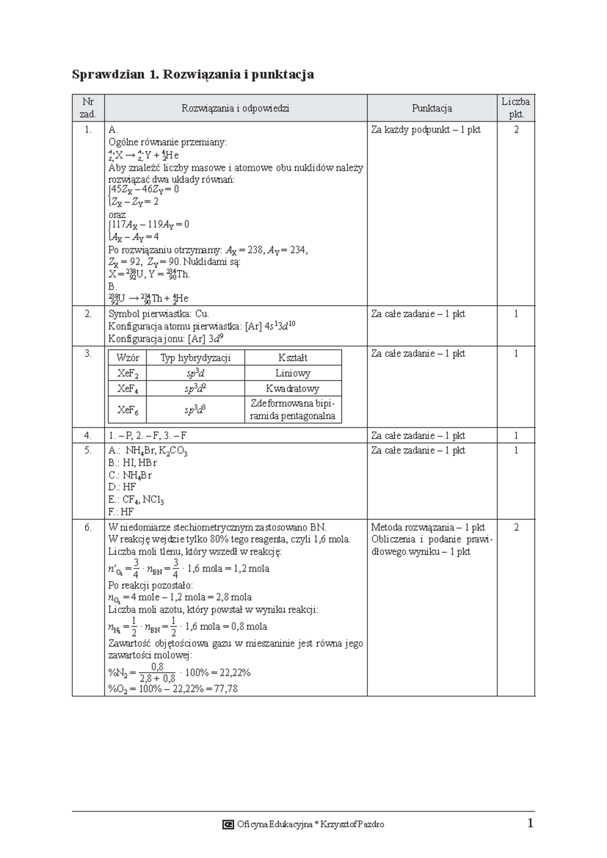 Pazdro Przed Próbną Maturą Sprawdzian 1 Chemia www.studocu.com
