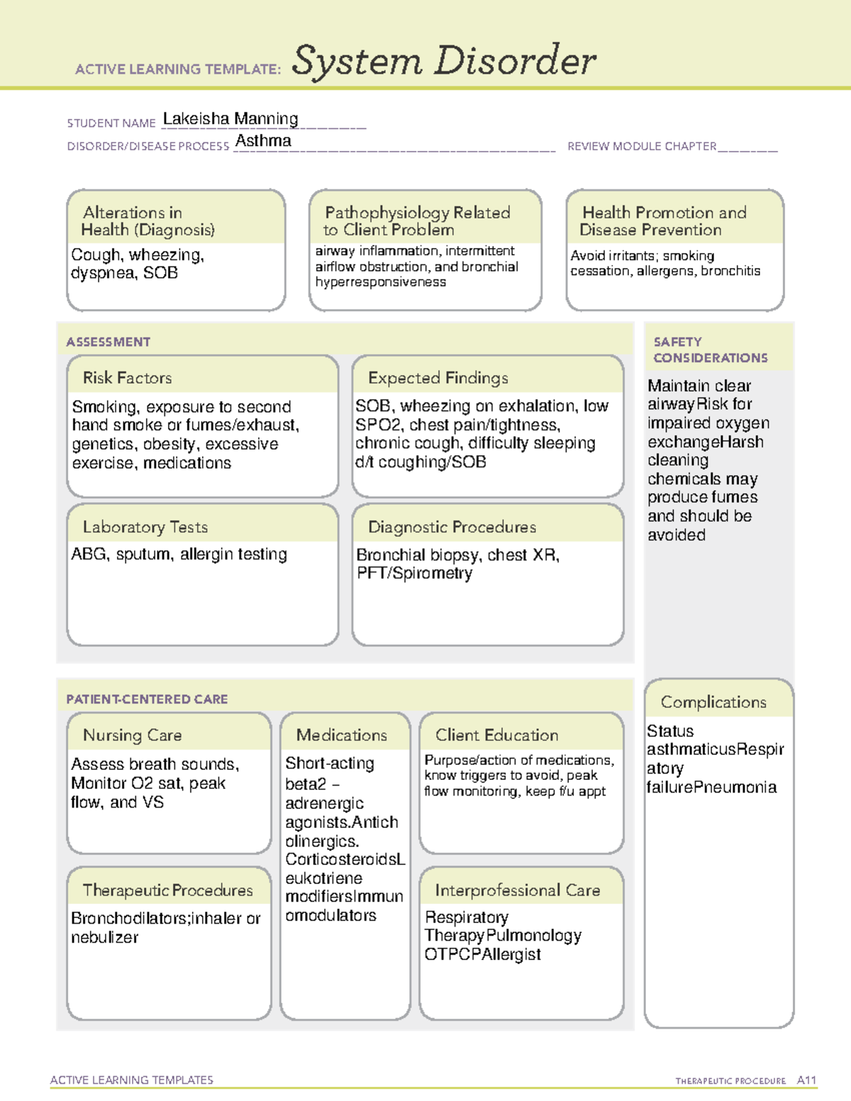 Asthma - ACTIVE LEARNING TEMPLATES THERAPEUTIC PROCEDURE A System ...