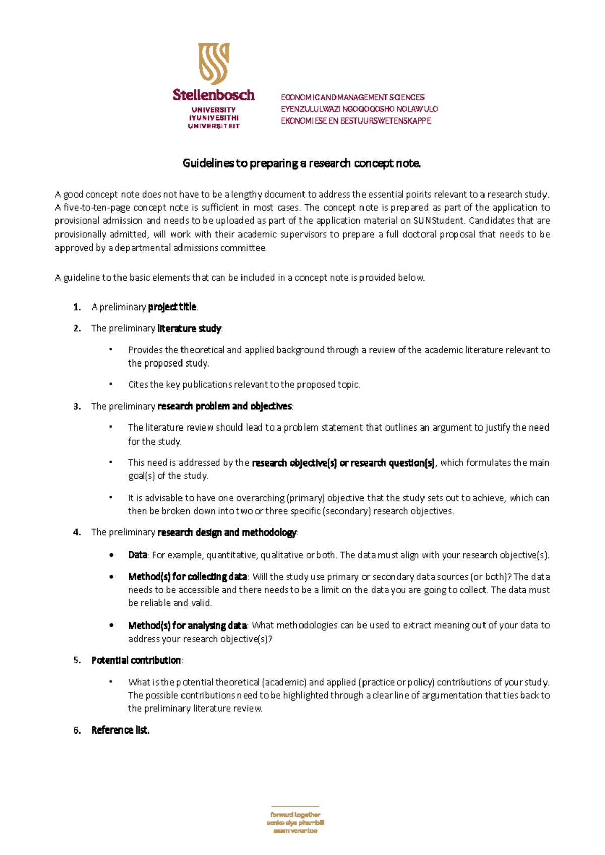 EMS-PHD concept note guide - Guidelines to preparing a research concept ...