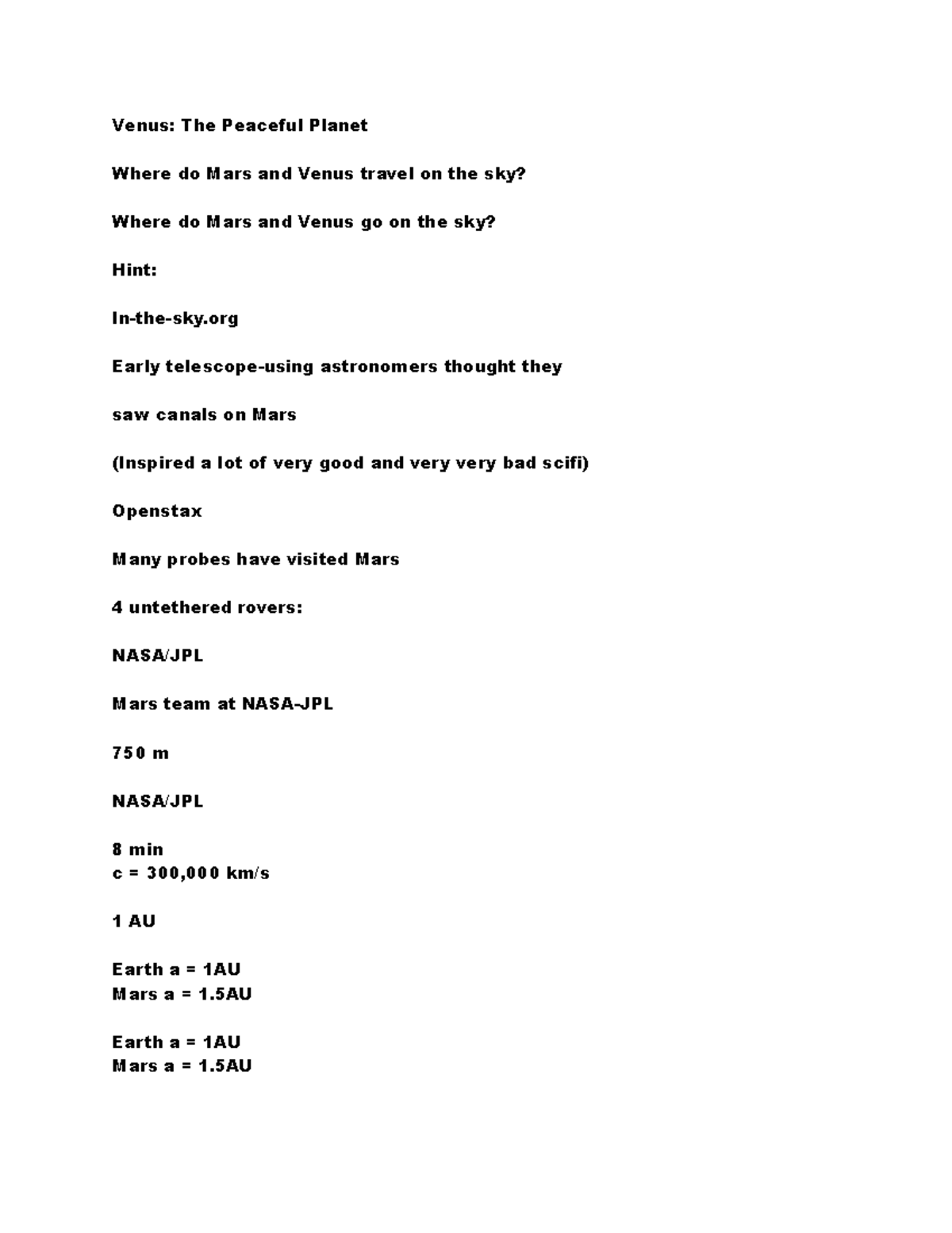 Mars - the whole class note on the planet mars - Venus: The Peaceful ...