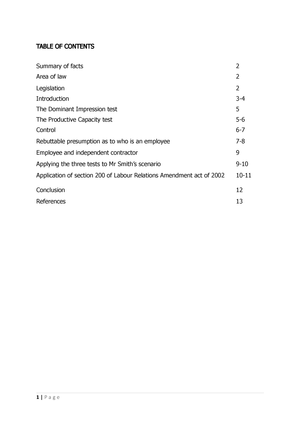 labour-law-assignment-table-of-contents-summary-of-facts-area-of-law