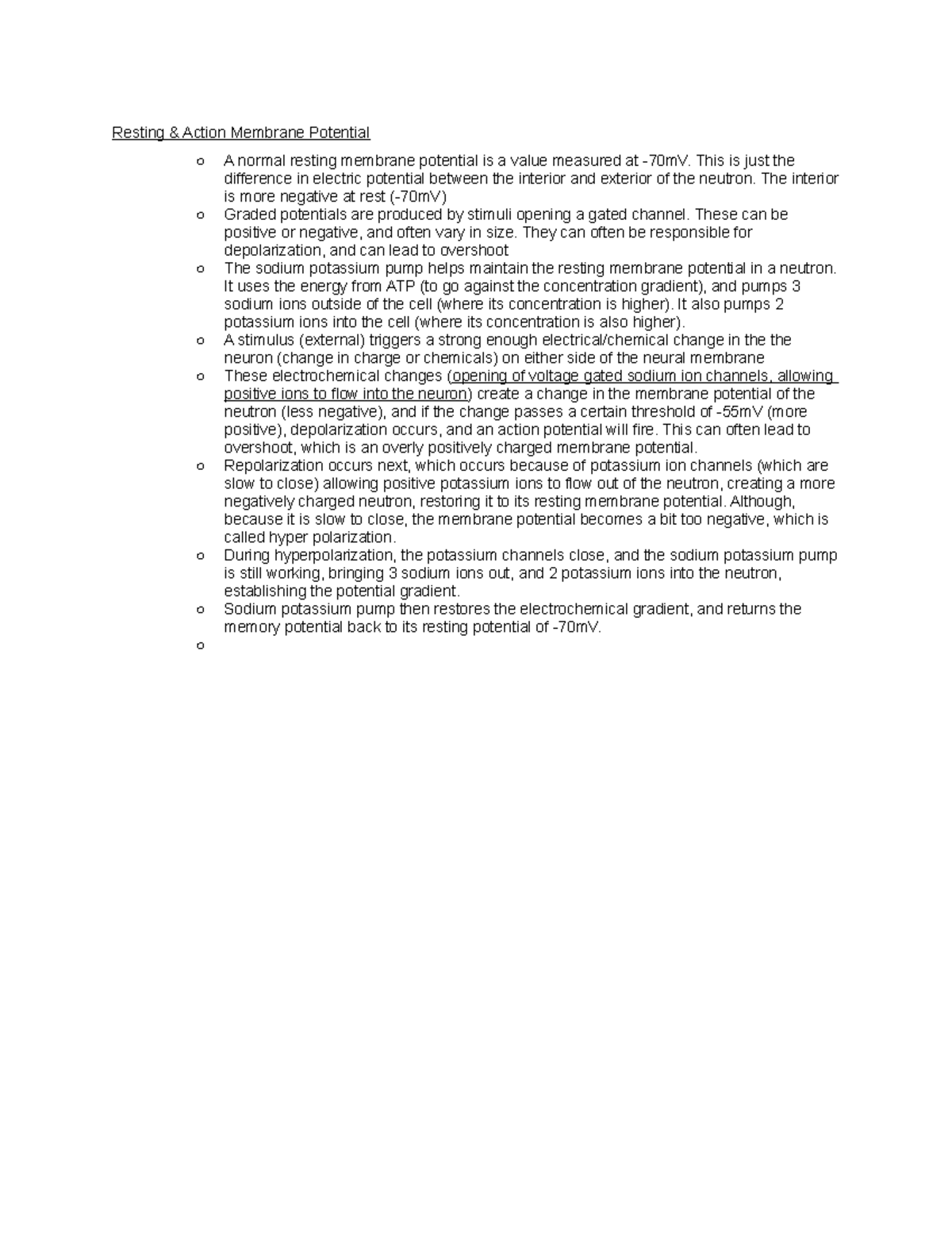 Resting Action Membrane Potential - Resting & Action Membrane Potential ...
