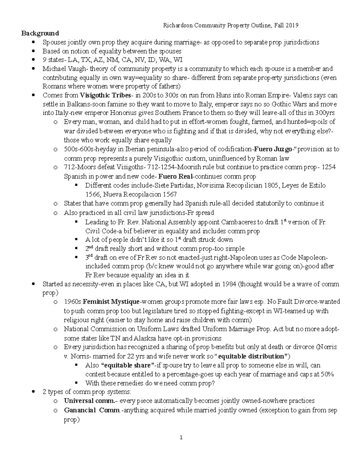 Community Property OL 2019 - Background Spouses jointly own prop they ...
