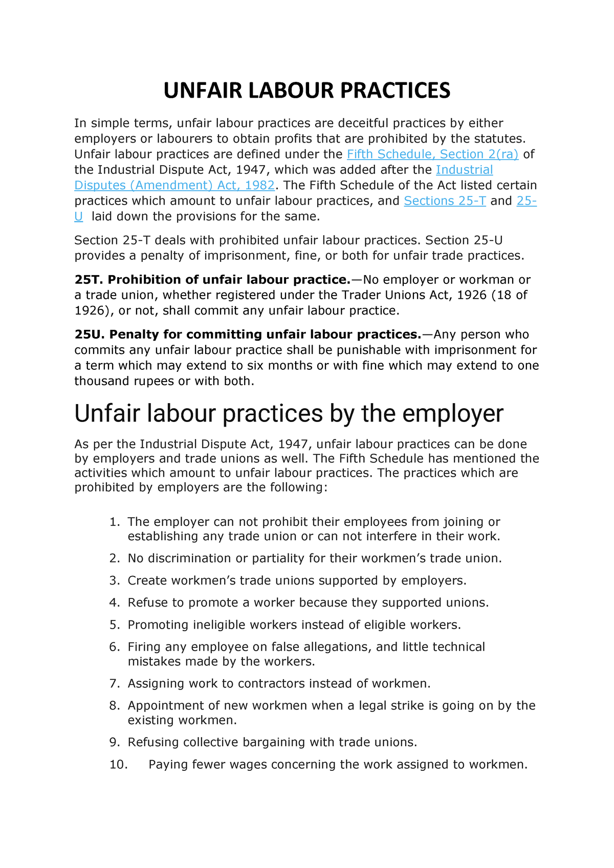 case study on unfair labour practices