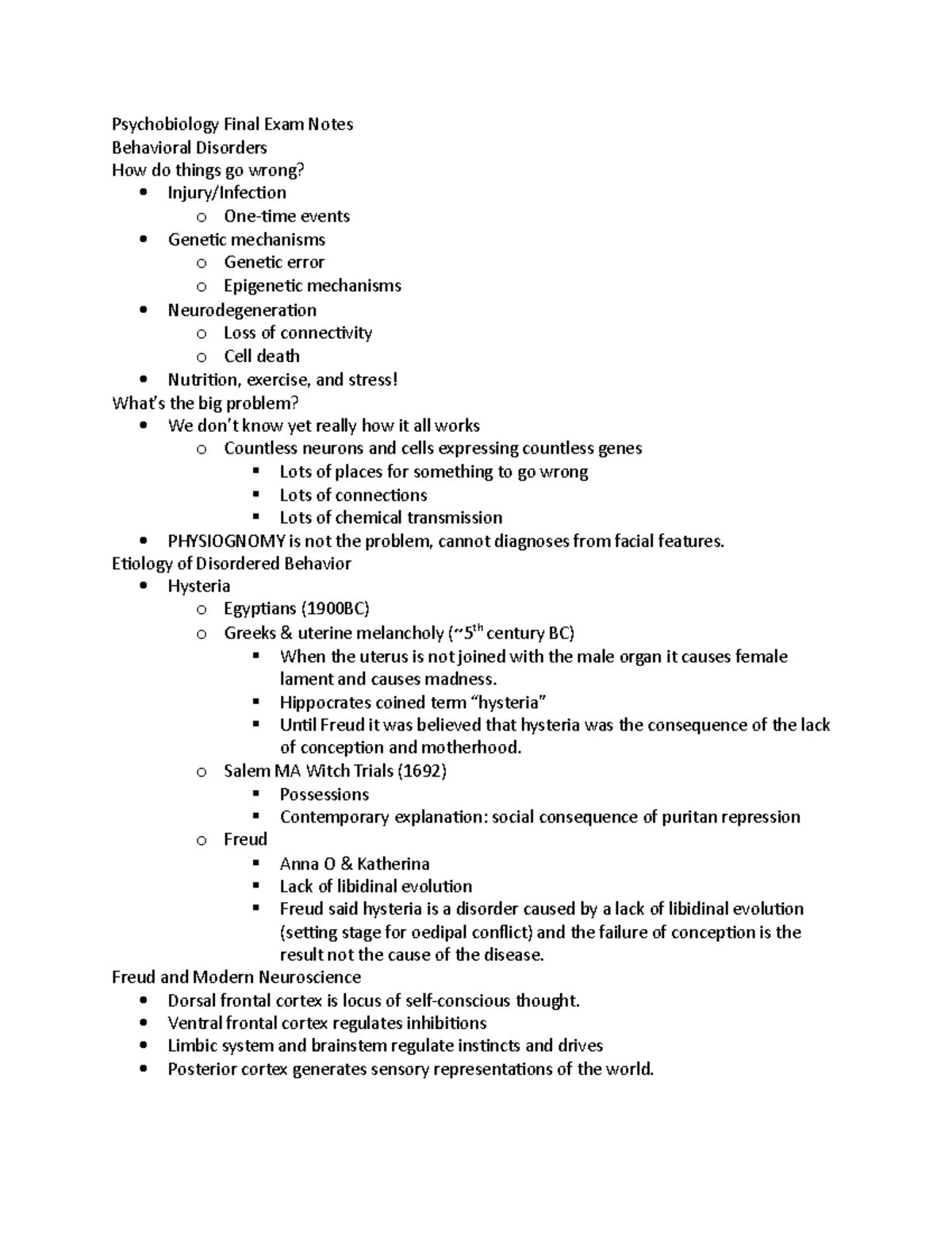 Psychobio Final Exam Notes - Psychobiology Final Exam Notes Behavioral ...