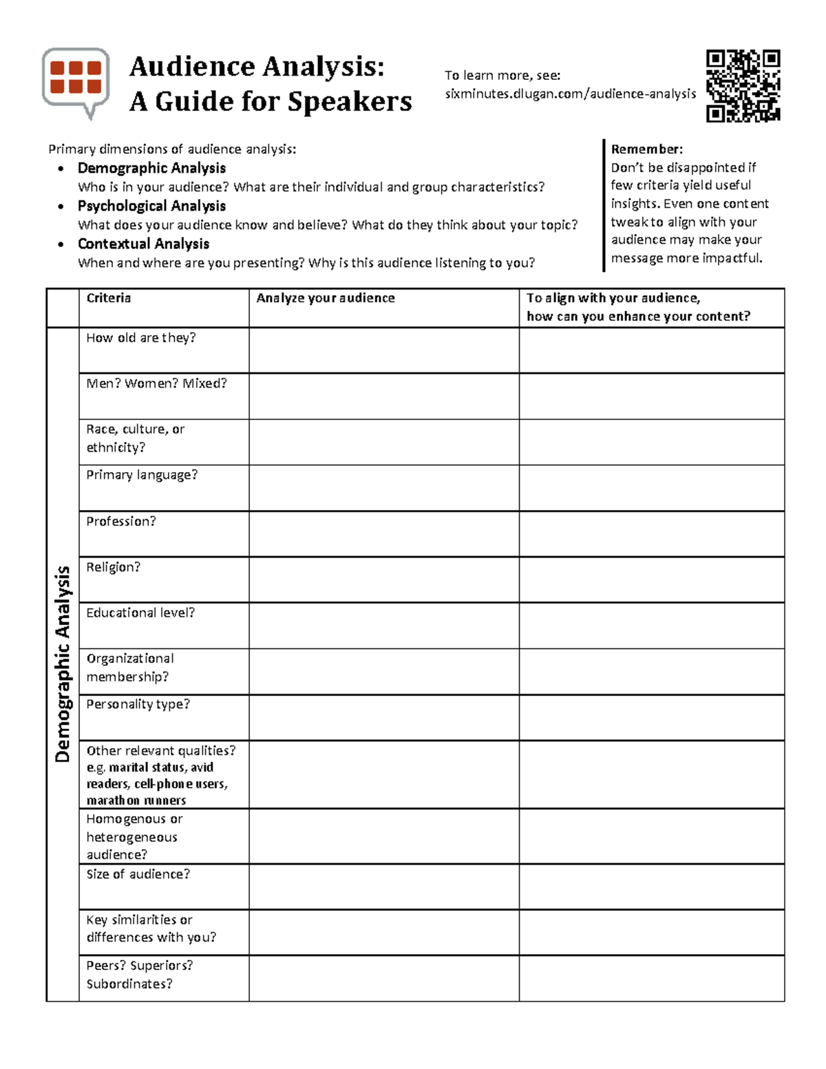 Audience-analysis-worksheet-for Speech; Constructive Speech - Audience ...