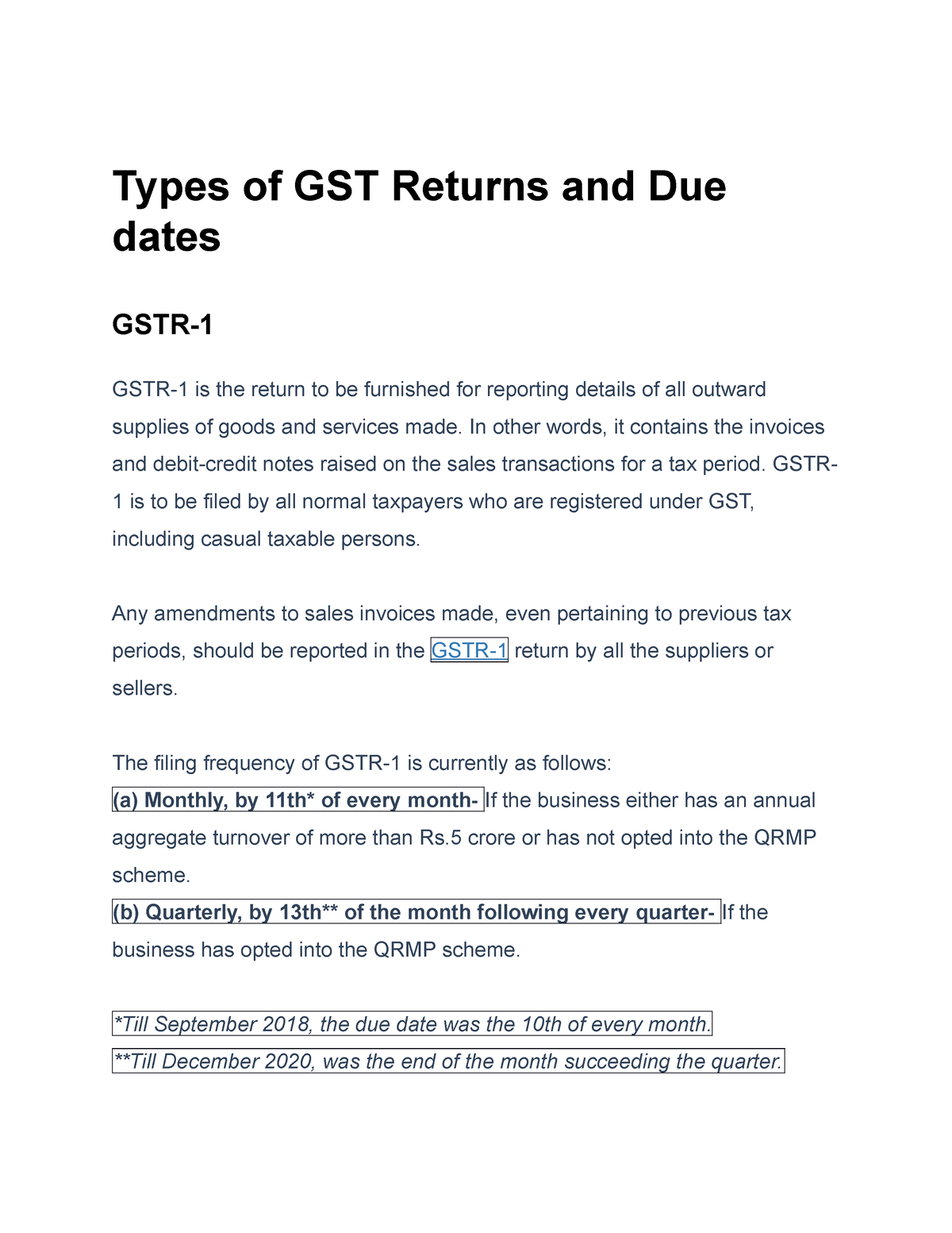 Types Of GST Return - INDITRECT TAX - Types Of GST Returns And Due ...