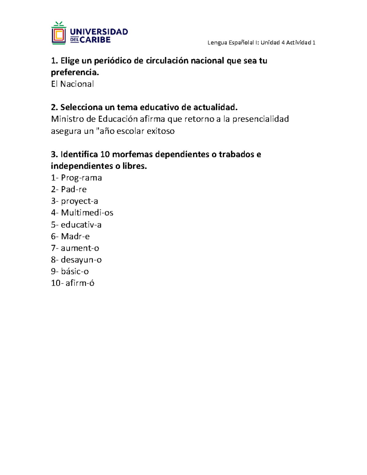 Unidad 4. Actividad 1. Clasificación De Fonemas - Lengua Española L I ...