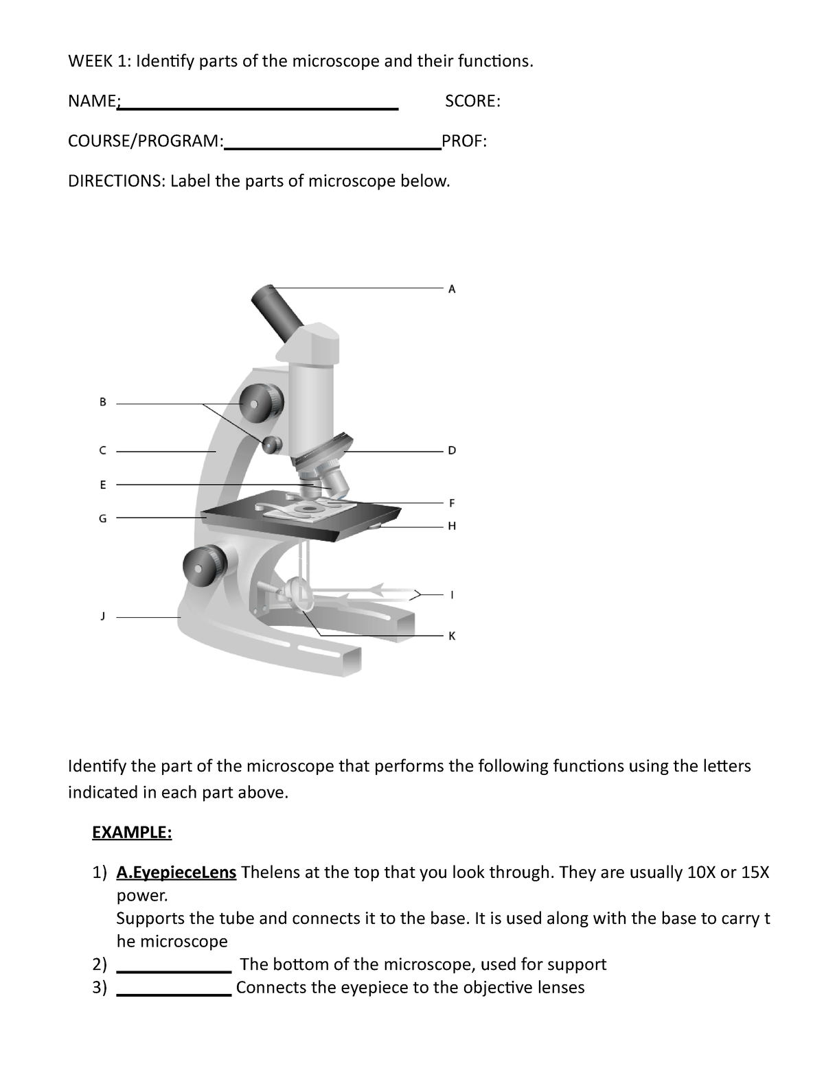 POI- Group-1 - Done - WEEK 1: Identify parts of the microscope and ...