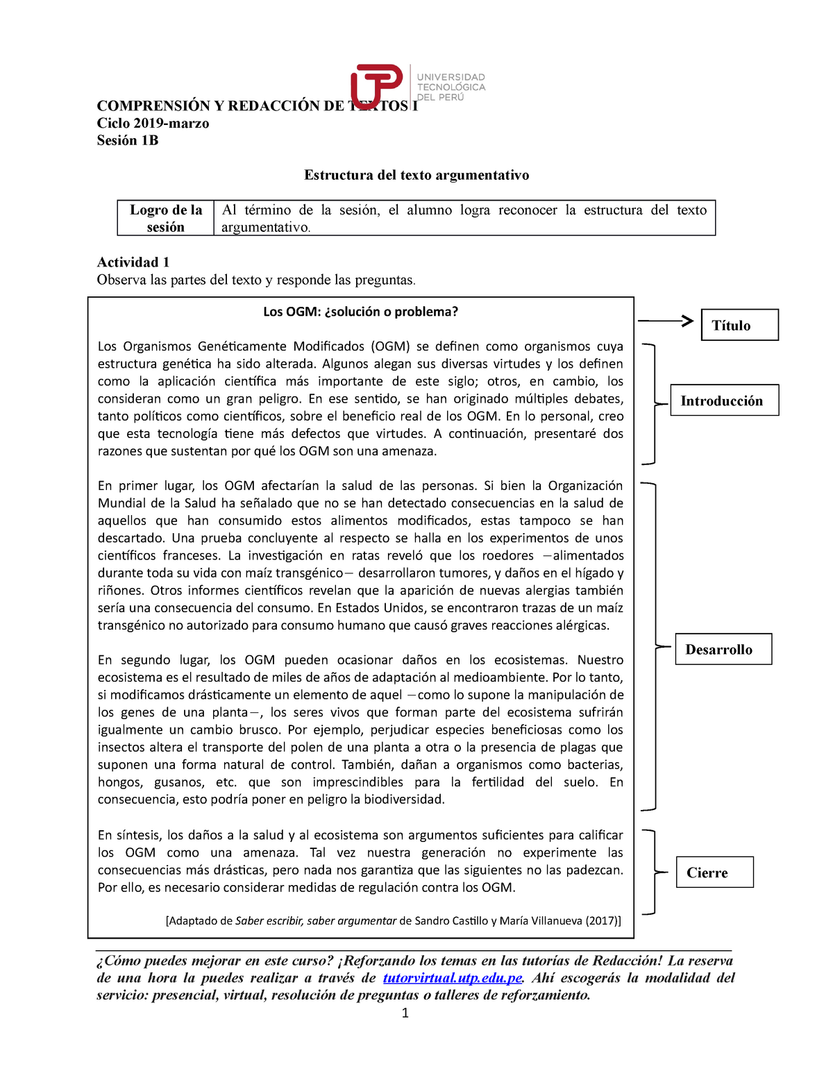 Ejemplo De Estructura Interna De Un Texto Argumentativo 2020 Idea E