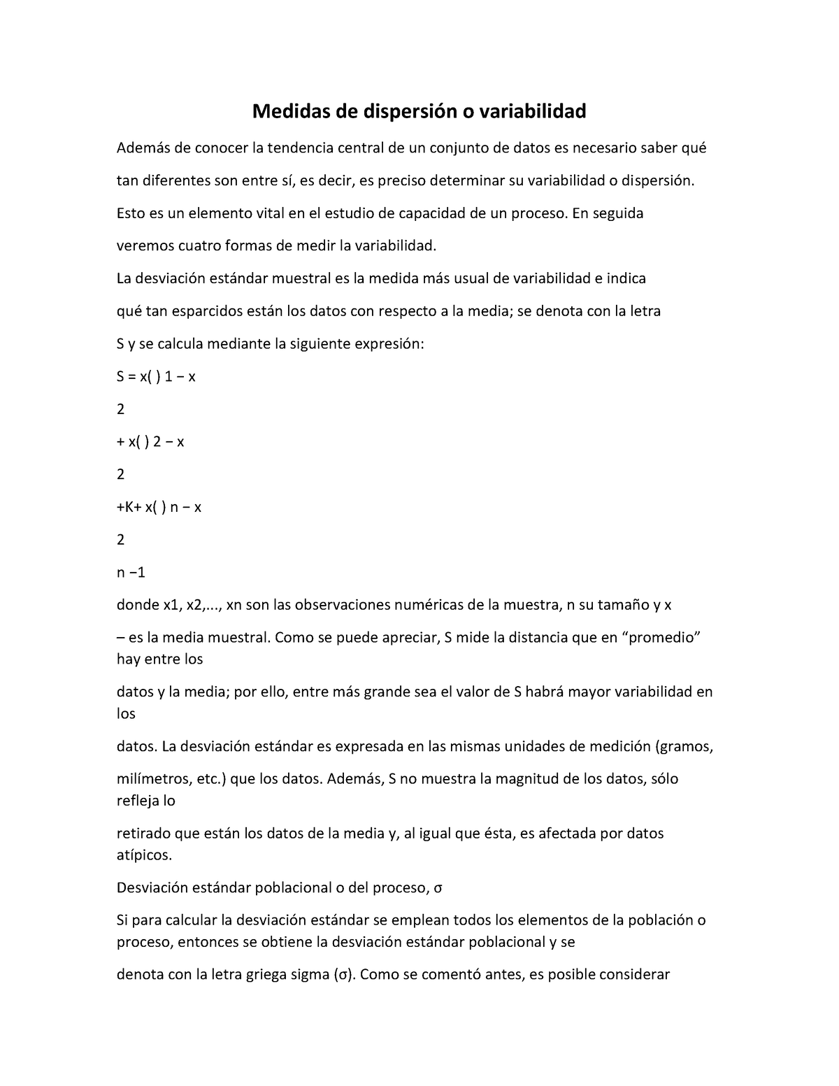 Medidas De Dispersión O Variabilidad - Medidas De Dispersión O ...