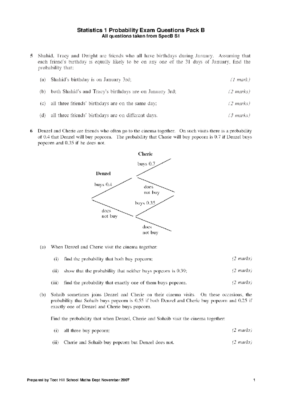 S1 probability b - Probability and Statistics - Statistics 1 ...