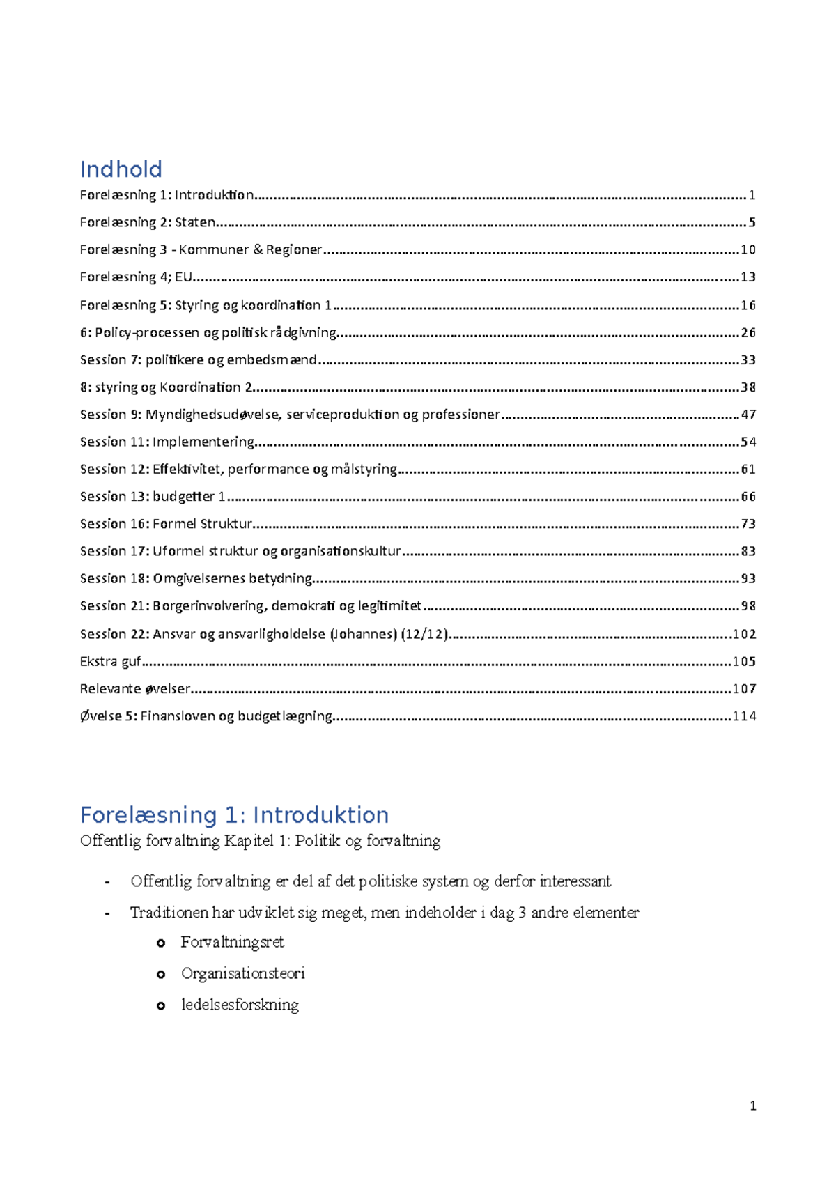 Noter Til Tekster Til De Fleste Forelæsninger - Indhold Forelæsning 1 ...